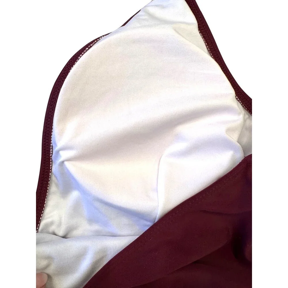 Cider 0XL Halter Swim Top NWT Burgundy Wine Padded
